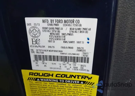 2013 Ford F-150 Xlt z USA, uszkodzony, nr VIN 1FTFX1EF4DFB93300